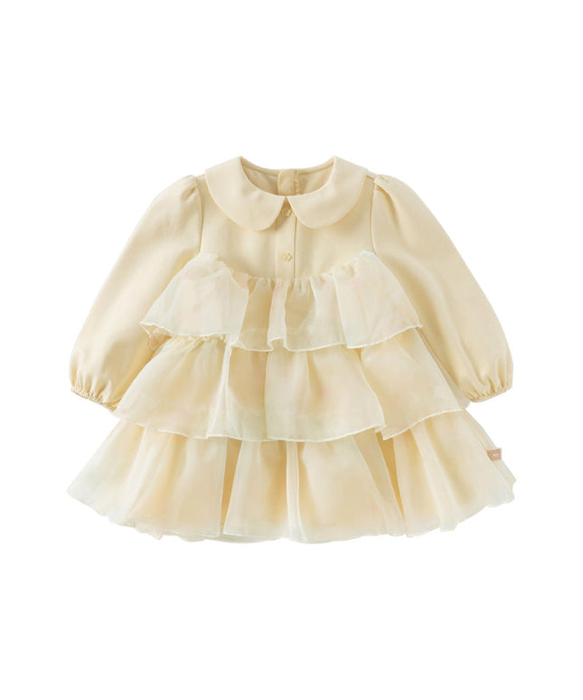Toddler Girls Gentle Yellow Floral Princess Mesh Dress