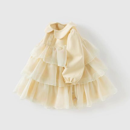 Toddler Girls Gentle Yellow Floral Princess Mesh Dress
