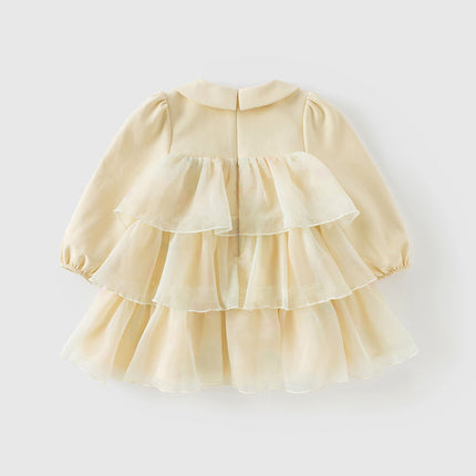 Toddler Girls Gentle Yellow Floral Princess Mesh Dress