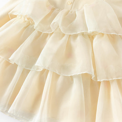Toddler Girls Gentle Yellow Floral Princess Mesh Dress