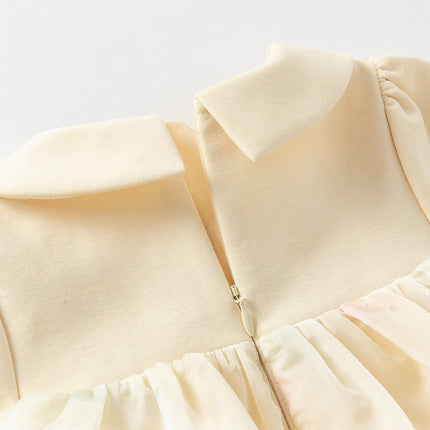 Toddler Girls Gentle Yellow Floral Princess Mesh Dress