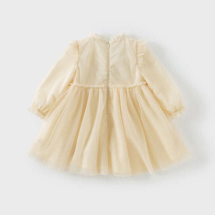 Toddler Girls Adorable Flower Embroidered Mesh Princess Dresses