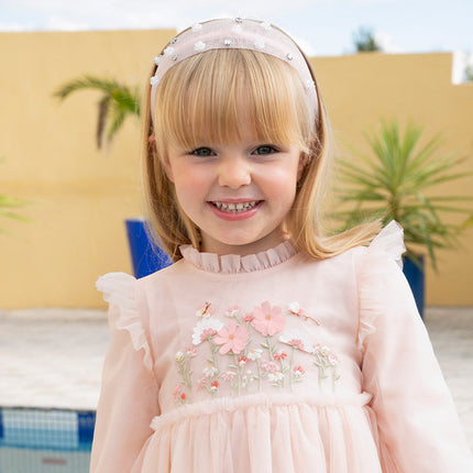 Toddler Girls Adorable Flower Embroidered Mesh Princess Dresses