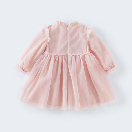 Toddler Girls Adorable Flower Embroidered Mesh Princess Dresses