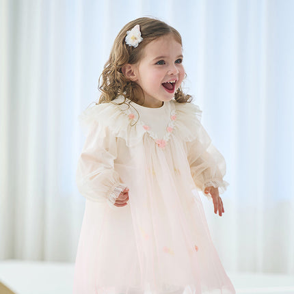 Toddler Girls Soft Seashell Pink Mesh Party Dress