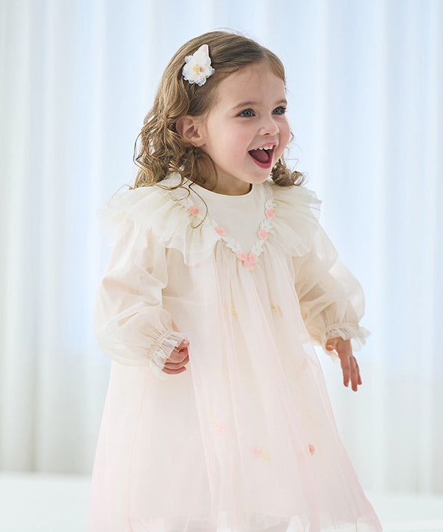 Toddler Girls Soft Seashell Pink Mesh Party Dress