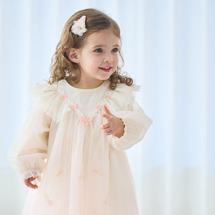 Toddler Girls Soft Seashell Pink Mesh Party Dress
