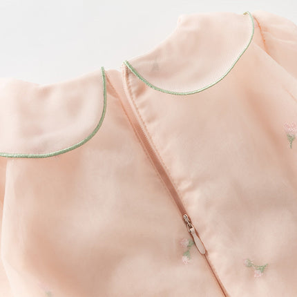 Toddler Girls Charming Peachy Pink Chinese-style Mesh Dress