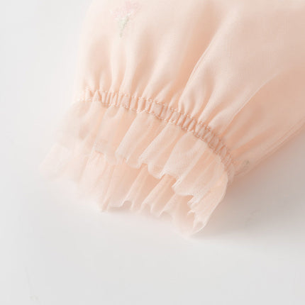 Toddler Girls Charming Peachy Pink Chinese-style Mesh Dress