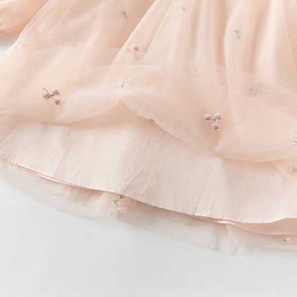Toddler Girls Charming Peachy Pink Chinese-style Mesh Dress