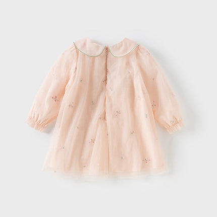 Toddler Girls Charming Peachy Pink Chinese-style Mesh Dress