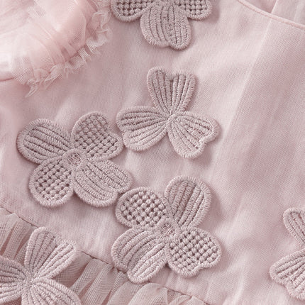 Toddler Girls Adorable Flower Embroidered Mesh Princess Dresses
