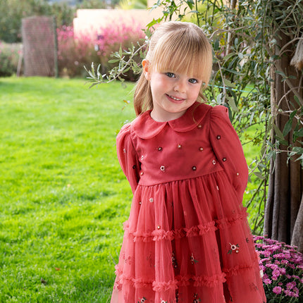 Toddler Girls Festival Red Mesh Princess Party Dress