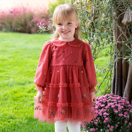 Toddler Girls Festival Red Mesh Princess Party Dress