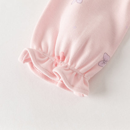 Baby Girls Cute Pink Bow Print Hooded Rompers