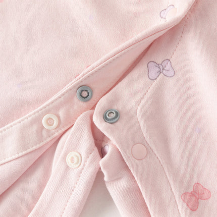 Baby Girls Cute Pink Bow Print Hooded Rompers