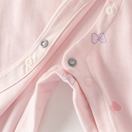 Baby Girls Cute Pink Bow Print Hooded Rompers
