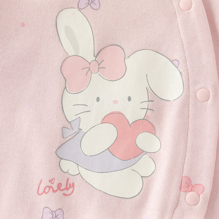 Baby Girls Cute Pink Bow Print Hooded Rompers