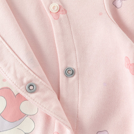 Baby Girls Cute Pink Bow Print Hooded Rompers