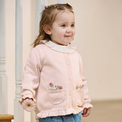 Toddler Girls Sweet Pink Cotton Lightweight Casual Sweater Cardigans