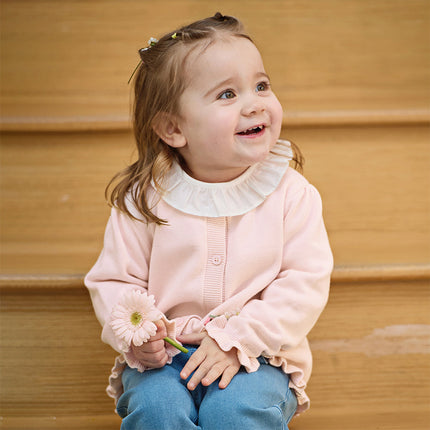 Toddler Girls Sweet Pink Cotton Lightweight Casual Sweater Cardigans
