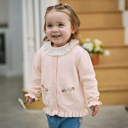 Toddler Girls Sweet Pink Cotton Lightweight Casual Sweater Cardigans