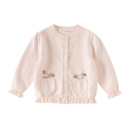 Toddler Girls Sweet Pink Cotton Lightweight Casual Sweater Cardigans
