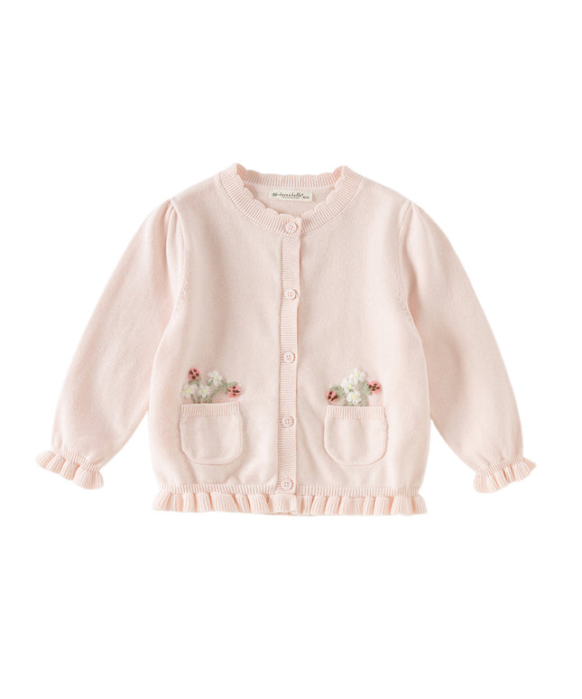 Toddler Girls Sweet Pink Cotton Lightweight Casual Sweater Cardigans