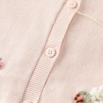 Toddler Girls Sweet Pink Cotton Lightweight Casual Sweater Cardigans