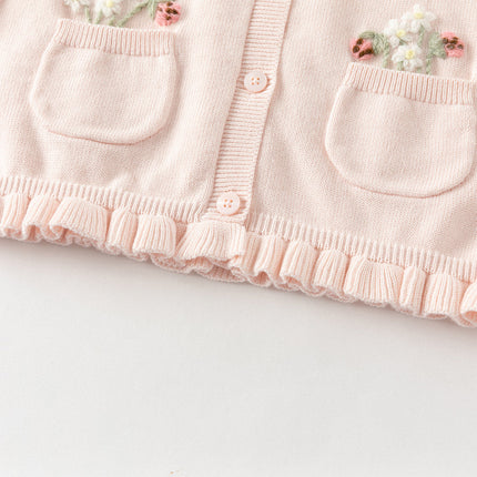 Toddler Girls Sweet Pink Cotton Lightweight Casual Sweater Cardigans