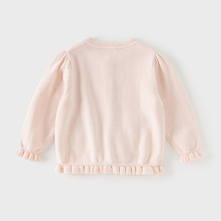 Toddler Girls Sweet Pink Cotton Lightweight Casual Sweater Cardigans