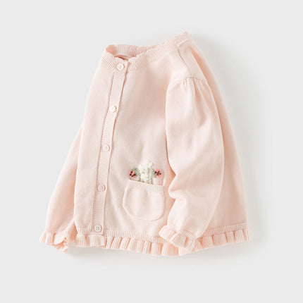 Toddler Girls Sweet Pink Cotton Lightweight Casual Sweater Cardigans