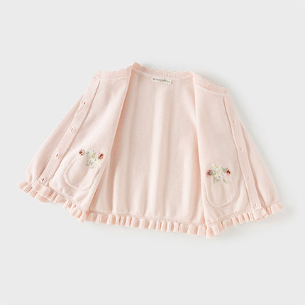 Toddler Girls Sweet Pink Cotton Lightweight Casual Sweater Cardigans