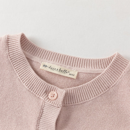 Toddler Girls Adorable Grey Pink Long-sleeved Sweater Cardigans