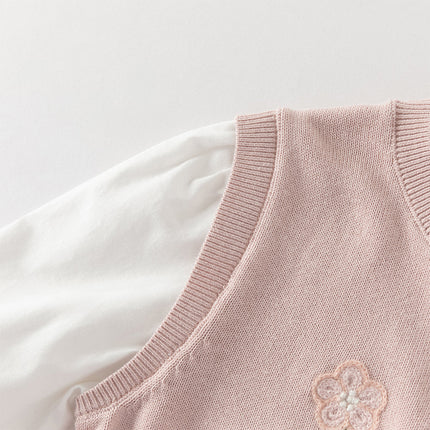 Toddler Girls Adorable Grey Pink Long-sleeved Sweater Cardigans