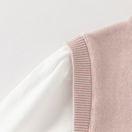 Toddler Girls Adorable Grey Pink Long-sleeved Sweater Cardigans