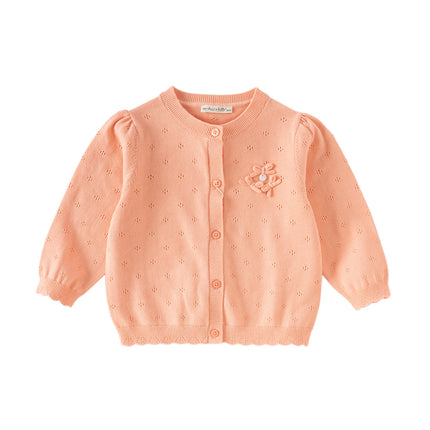 Toddler Girls Adorable Light Orange Lightweight Cotton Sweater Cardigans