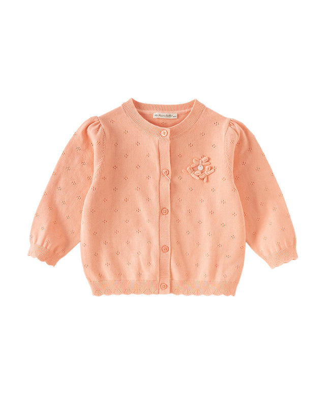 Toddler Girls Adorable Light Orange Lightweight Cotton Sweater Cardigans
