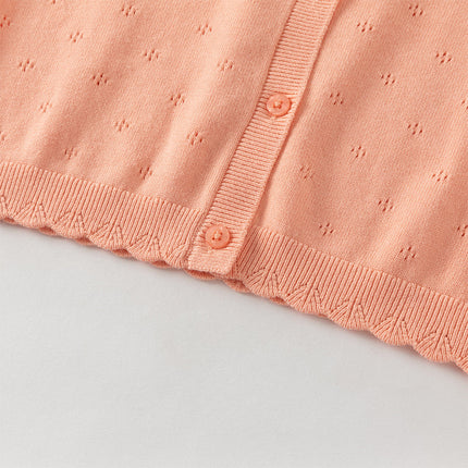 Toddler Girls Adorable Light Orange Lightweight Cotton Sweater Cardigans