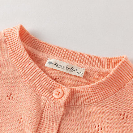 Toddler Girls Adorable Light Orange Lightweight Cotton Sweater Cardigans