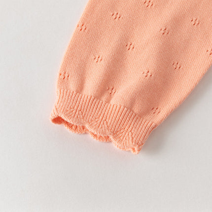 Toddler Girls Adorable Light Orange Lightweight Cotton Sweater Cardigans