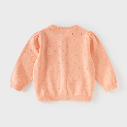 Toddler Girls Adorable Light Orange Lightweight Cotton Sweater Cardigans