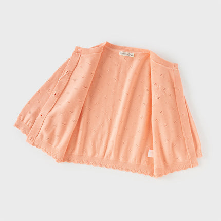 Toddler Girls Adorable Light Orange Lightweight Cotton Sweater Cardigans