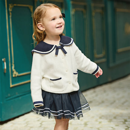 Toddler Girls Beige College-style Breathable Cotton Sweater Cardigans