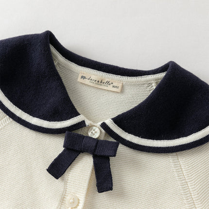 Toddler Girls Beige College-style Breathable Cotton Sweater Cardigans