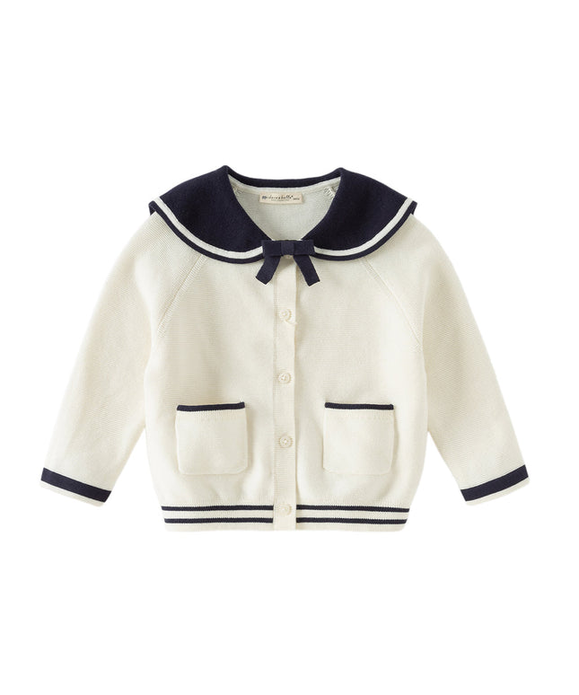 Toddler Girls Beige College-style Breathable Cotton Sweater Cardigans