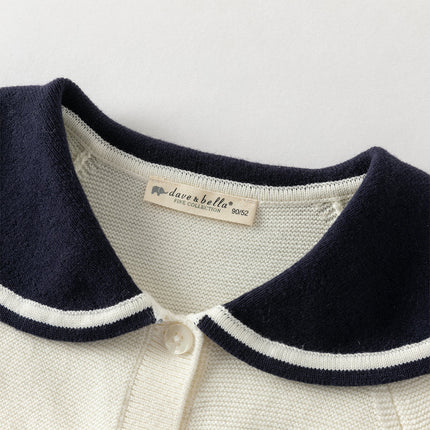 Toddler Girls Beige College-style Breathable Cotton Sweater Cardigans