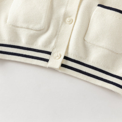 Toddler Girls Beige College-style Breathable Cotton Sweater Cardigans