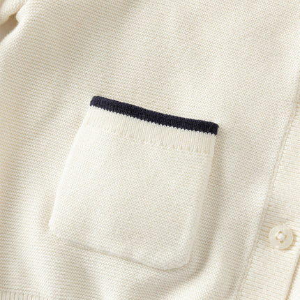 Toddler Girls Beige College-style Breathable Cotton Sweater Cardigans