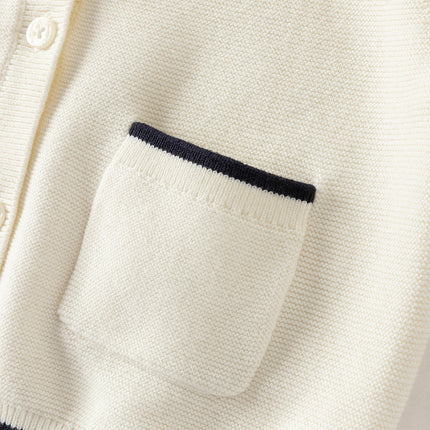 Toddler Girls Beige College-style Breathable Cotton Sweater Cardigans